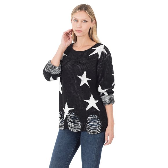 Distressed Star Sweater - Picture 2 of 4